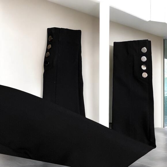 NEW Cache Ponte Knit Equestrian Riding Leggings Snap Ankle Length Black NWOT - Picture 7 of 14